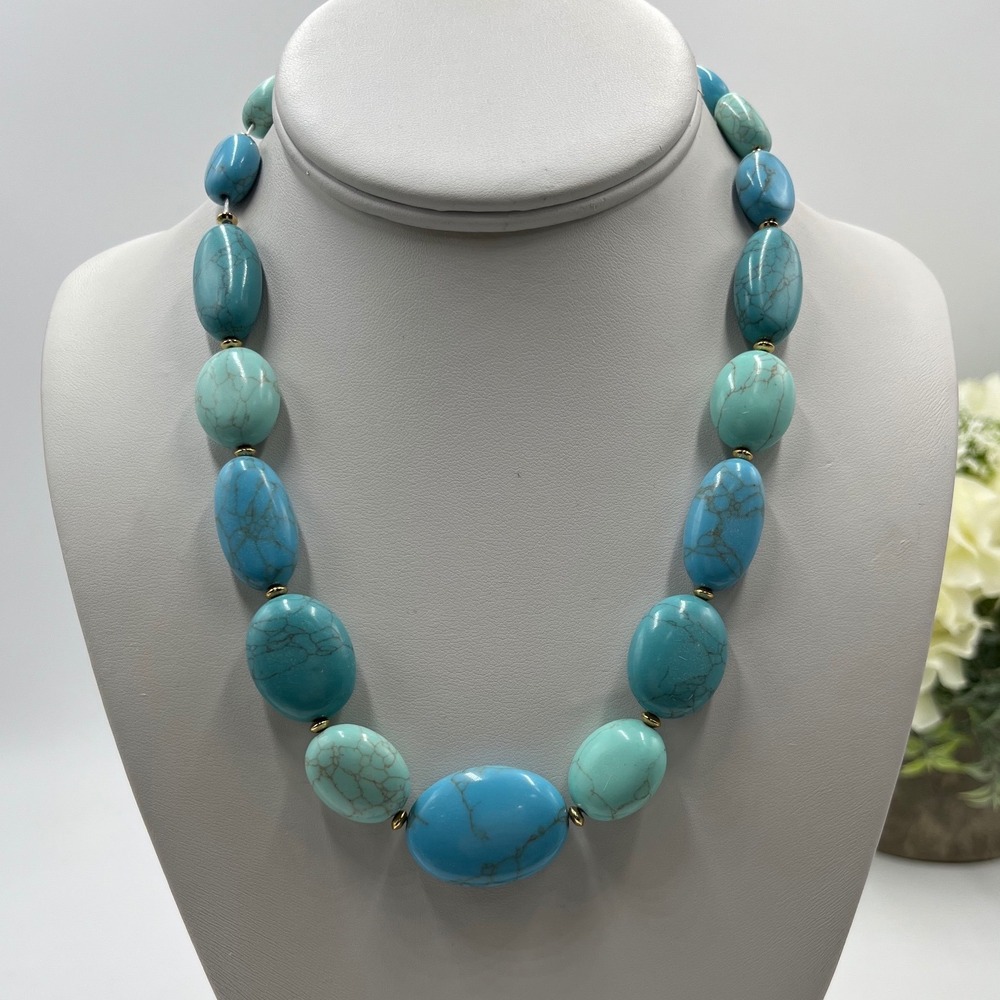 Lauren Ralph Lauren Paradise Found Faux Turquoise Chunky Stone Collar Necklace